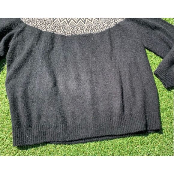 HOLDEN ANTHROPOLOGIE black fair isle WOOL BLEND SWEATER sz S - Picture 5 of 7